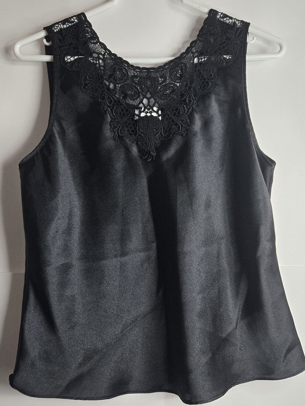 Cinema Etoile Black Satin Small Camisole Medallion Lace Whimsygoth Y2K